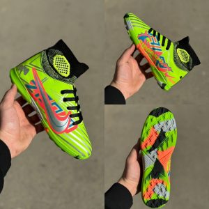 کفش استوک ریز جورابی طرح امباپه  - رنگ سبز فسفری